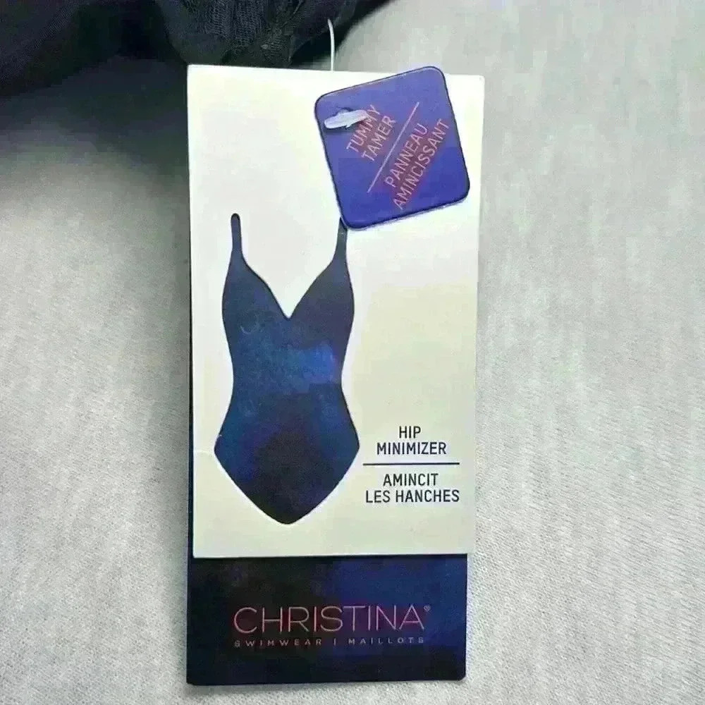 Christina Swimwear NWT Black with Skirt Tummy Tamer Hip Minimizer 1 pc Women 10 - Picture 8 of 13